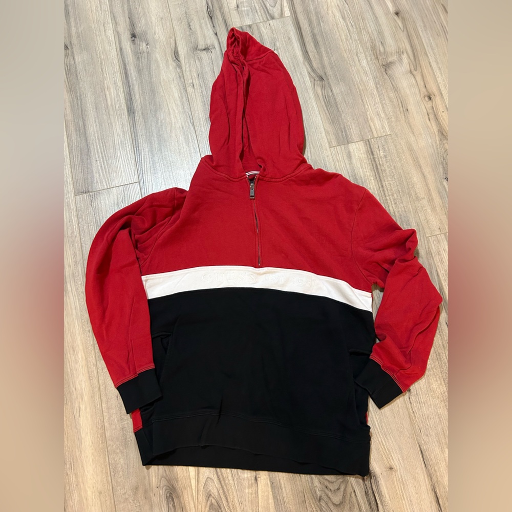 Guess Vibrant 1/4 zip Red Hoodie